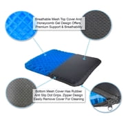 Honeycomb Cooling Gel Support Seat Cushion with Non-Slip Breathable Cover - Ergonomic & Orthopedic - Car Office Seat With Flex Back Support Absorbs Pressure Points