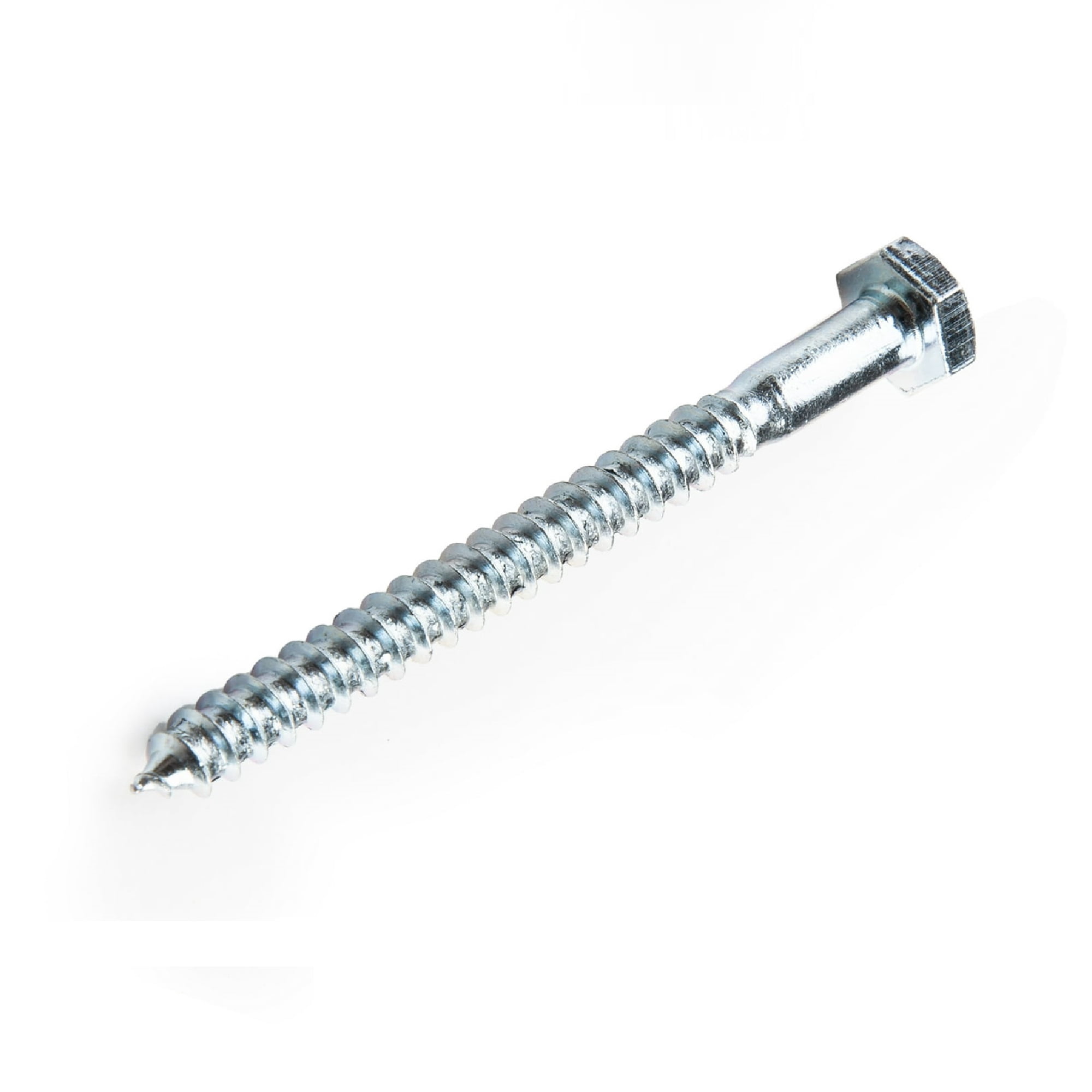 (4 pack) Hillman Lag Screws, 1/4" x 2-1/2", Steel, Zinc, Interior Screws, Hex, Silver, 3 pack