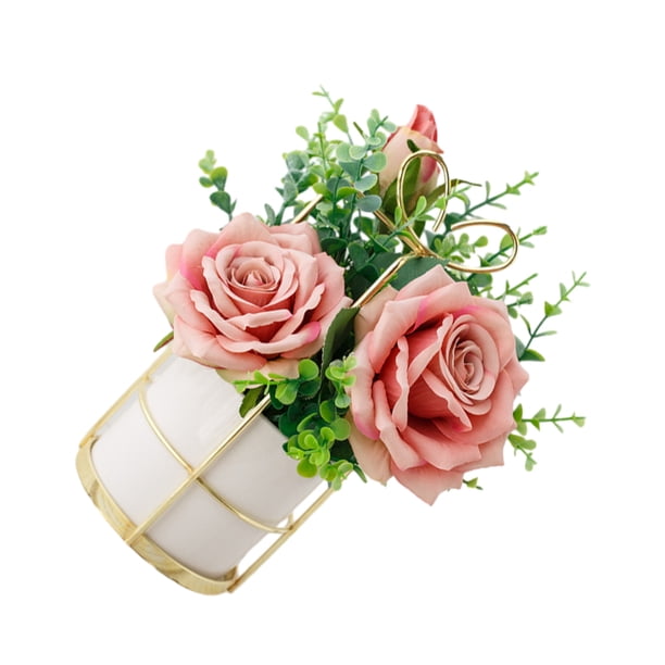 Yuarrent Las flores artificiales de bajo mantenimiento disfrutan de la belleza natural con facilidad. Elegante juego de flores de simulación. Decoración polvo de rosa