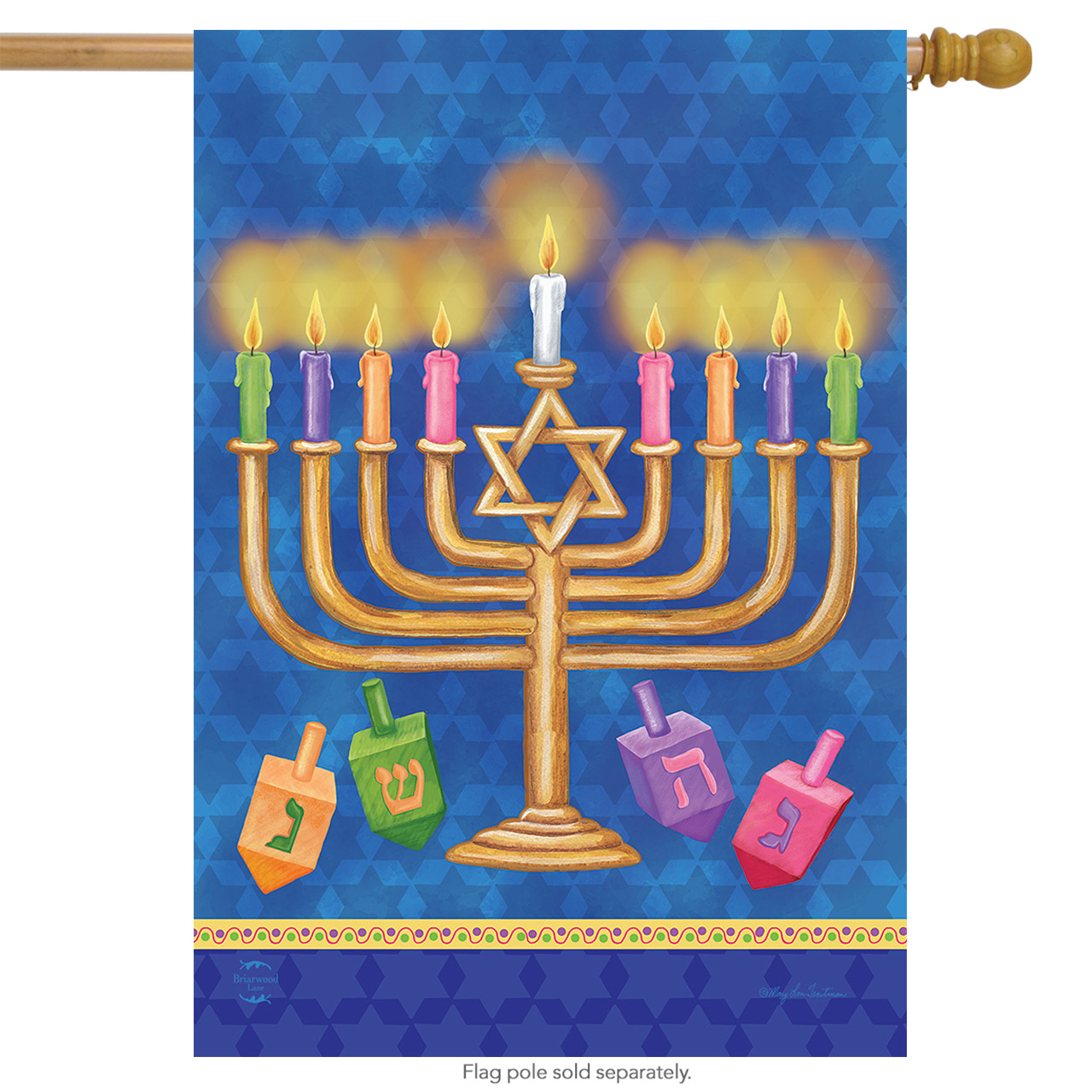 Happy Hanukkah House Flag Holiday Menorah 28" x 40" Briarwood Lane
