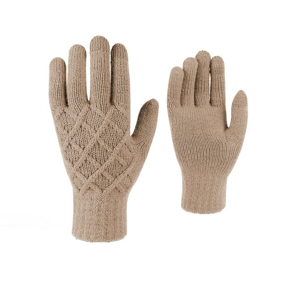 Knit Gloves Winter Clothing Accessory Solid Color Hands Wrapping Knit Gloves Cover Touching Screen Knitted Women Glove Festival Gift Light tan