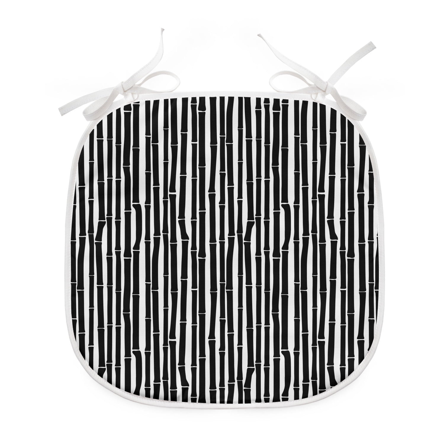 Tropical Dining Chair Pad, Bamboo Stems in Minimalist Art Effects