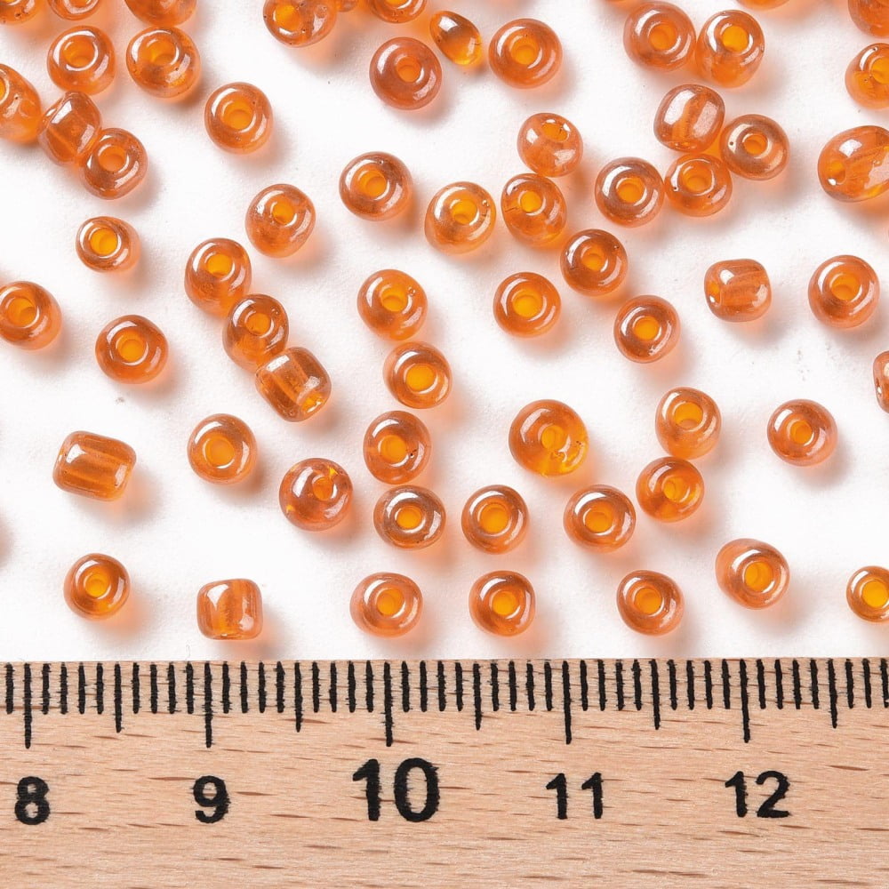 1Pound Glass Seed Beads Trans. Colours Lustered Round Dark Orange 4mm Hole: 1.5mm about 4500pcs/pound