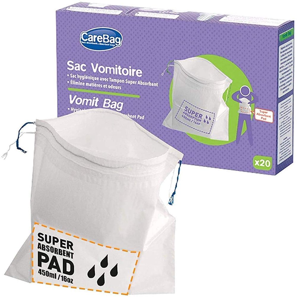 CareBag Vomit Bag with Super Absorbent Pad (Box of 20 Bags) Walmart