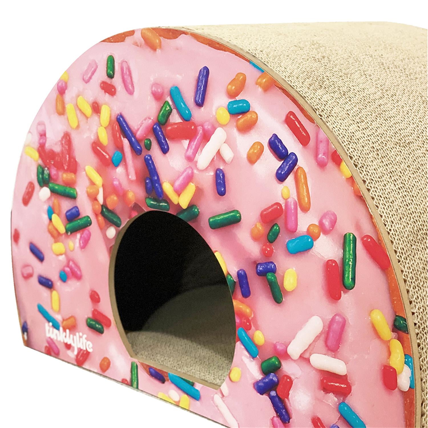 Pefilos 20" Cat Scratcher Post Cardboard Condo, Looking Well with Delicious Doughnut Shape Cat Scratching House Bed Furniture Protector, Beige Pefilos 20" Cat Scratcher Post Cardboard Condo, Looking Well with Delicious Doughnut Shape Cat Scratching House Bed Furniture Protector, Beige