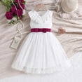 thumbnail image 3 of Tqyyweavej Girl Summer Dresses Ruffle Sleeveless Lace Princess Sundress Cute Bow Belt Toddler Girl Tutu Dress 3-10T, White, 3 of 9