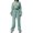 Green, variant on Women'S Tracksuit Set - Long Sleeve Zipper Hooded Sweatshirt with Solid Color Lace-Up Pants - Two-Piece Set Sky Blue S