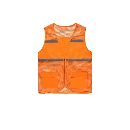 

Lumento Women Fluorescent Work High Visibility Vest Reflective Plain Safety Vests Breathable Mesh Hollow Orange 3XL