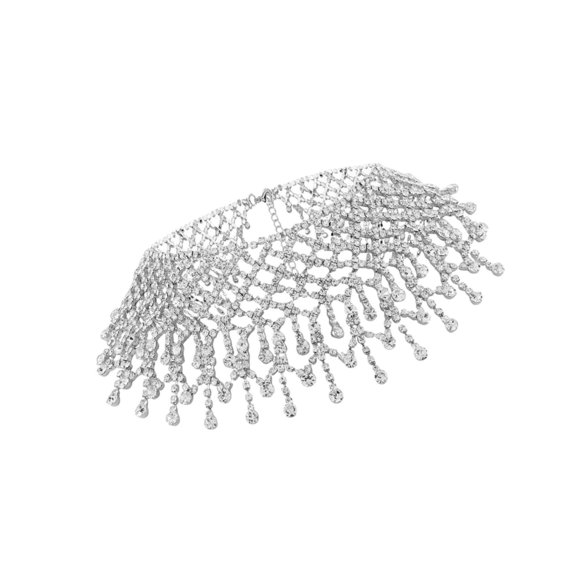 Tassel Necklace Choker Fashion Accessories Pendant for Party Wide Choker Women choker Christmas Silver