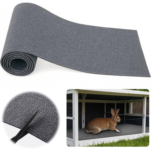 Duslogis Rabbit Scratch Mat 6.56 ft Self Adhesive Bunny Scratching Pad Cuttable Rabbit Cage Liner for Claws and Teeth Care Cat Guinea Pig Small Animal Chewing Sleeping Nesting Rug (Gray)