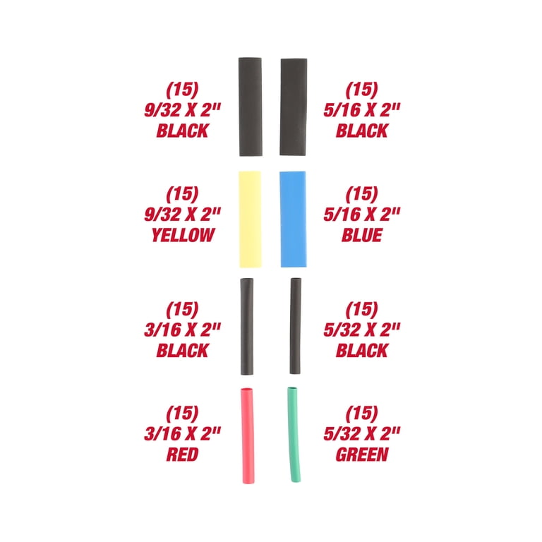 Maxwel VERSAF-H Heat Shrink Tubing Kit – 144 Pcs, 8 Colors, 6 Sizes, 2:1 Shrink Ratio, Flame Retardant