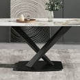 thumbnail image 2 of 70.87" Modern Sintered Stone Dining Table - Pandora White, Seats 6-8, Black Metal Legs, Stain-Resistant, Kitchen/Dining Room. Durable & Stylish!, 2 of 12