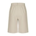 thumbnail image 5 of ZACPNCV Boys School Uniform Shorts Elastic Waist Knee Length Straight Shorts with Pockets Solid Color Short Pants Beige 9-10 Years, 5 of 8