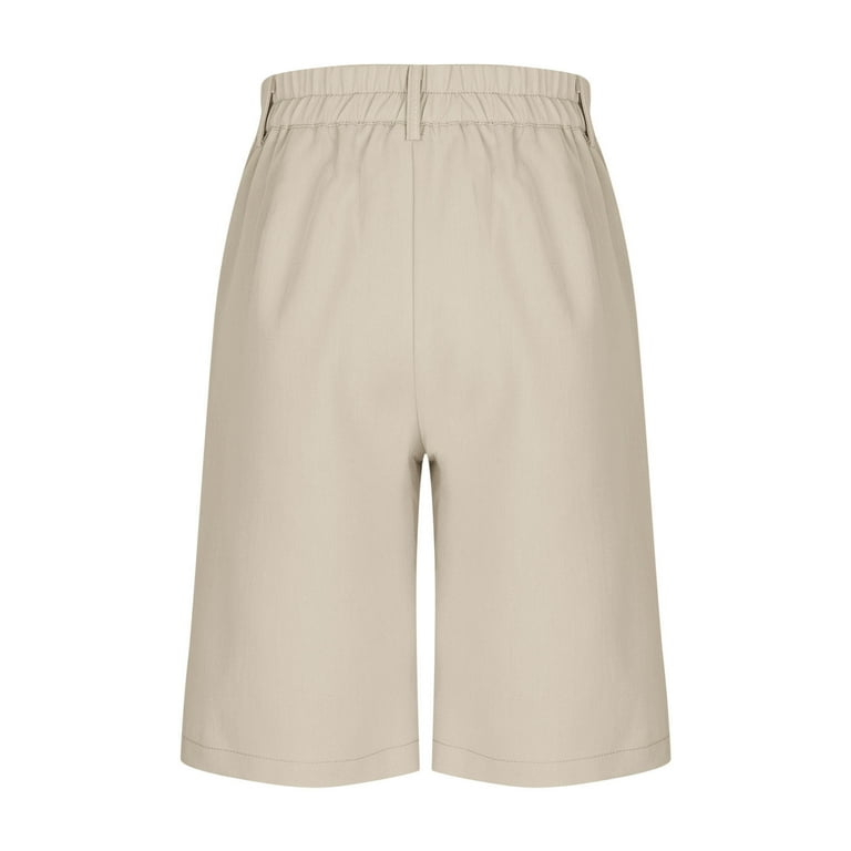 ZACPNCV Boys School Uniform Shorts Elastic Waist Knee Length