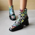 thumbnail image 3 of NECHOLOGY Botas Mujer Adulto Femenino Zapatos Botines mujer Botines de mujer en otoño e invierno patrón de bloqueo de color de moda cómodo punta cuadrada tacón grueso (Blue, 9), 3 of 6