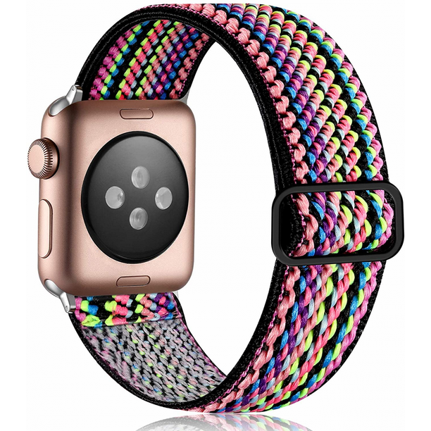 Stretchy Loop Band Compatible for Apple Watch 45mm 44mm 42mm for Women Girls Adjust Sport Elastic Nylon Replacement Wristband for iWatch SE Series 6