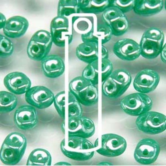 Turquoise Green White Luster Superduo Beads DU0563130-14400-TB