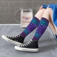 thumbnail image 6 of Picia Women Crew Soft Moisture-wicking Socks Purple and Green Glitter Pattern Design Cotton Socks, One Size fit All, 6 of 9
