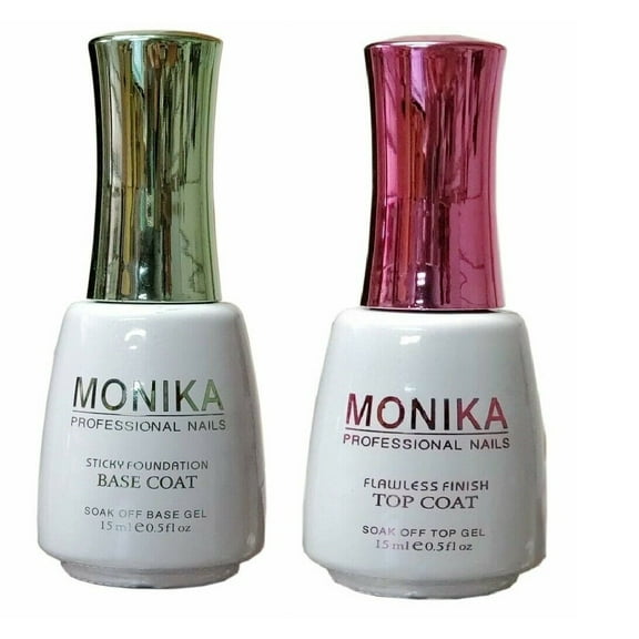 MONIKA Professional Nails - LED/UV Soak off Gel Pair - Base Coat & Top Coat 0.5 Fl.oz