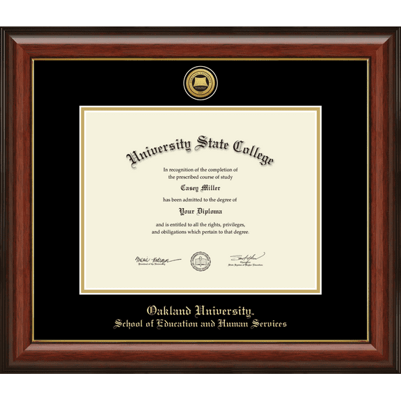 Oakland University School of Education and Human Services Diploma Frame, Document Size 11" x 8.5"