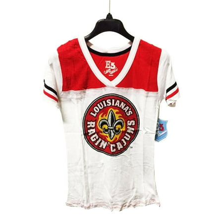 Louisiana-Lafayette Ragin Cajuns V-Neck T-Shirt w/ Bling Logo Size (Best Of The Best Logo)