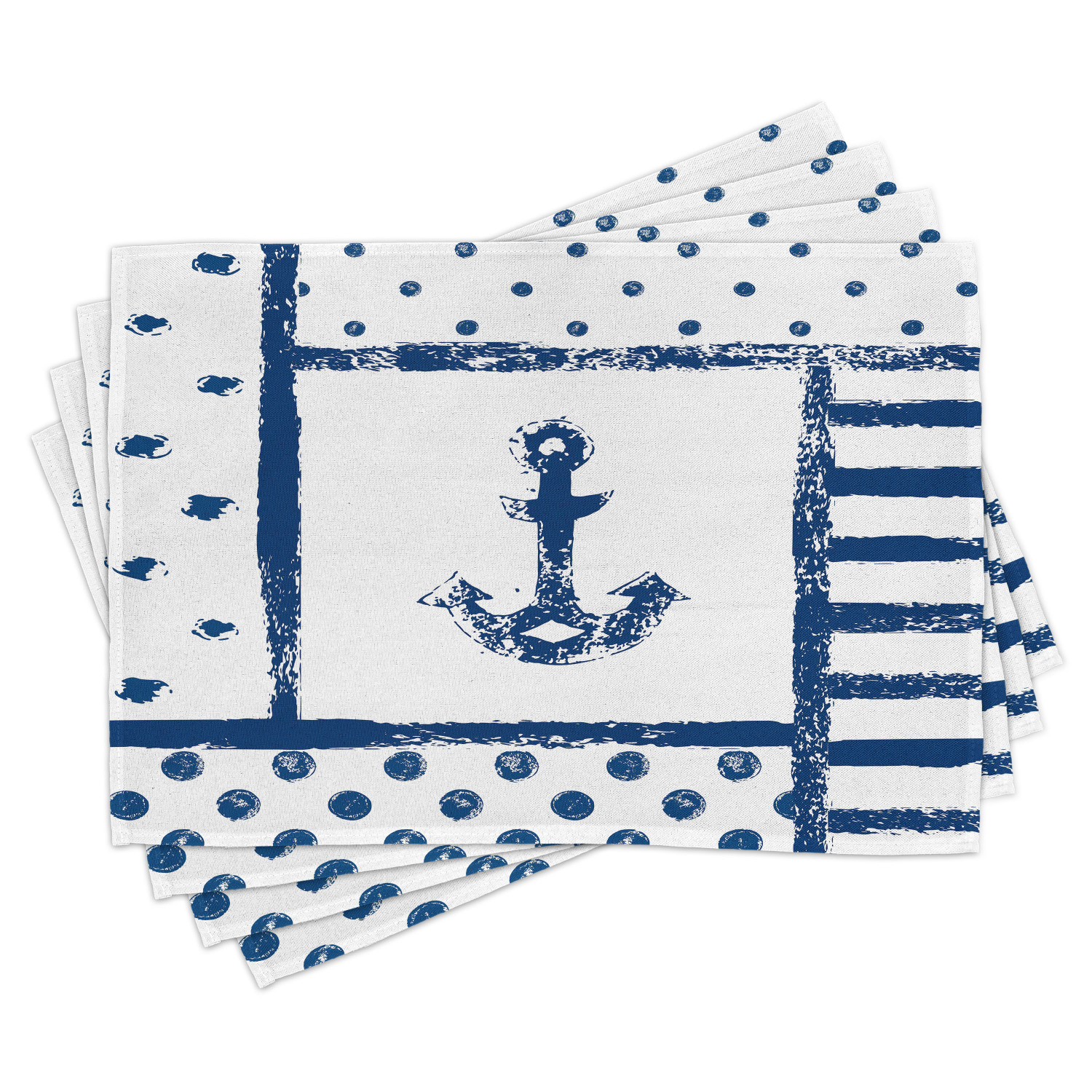 Anchor Placemats Set of 4 Grunge Murky Boat Anchor Silhouette with