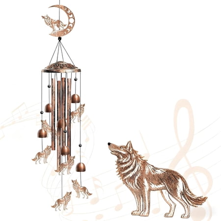 33 Wolf Wind Chimes Outdoor Aluminum Wind Chimes Memorial Gift for Mom Women