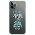 thumbnail image 1 of DistinctInk Clear Shockproof Hybrid Case for iPhone 11 Pro (5.8" Screen) - TPU Bumper Acrylic Back Tempered Glass Screen Protector - I Do Yoga Punching People Frowned Upon, 1 of 2