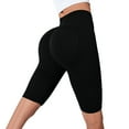 thumbnail image 3 of Women's High Waist Workout Shorts for Gym and Running Soft Breathable Knee Length Compression Biker Style Activewear, 3 of 8