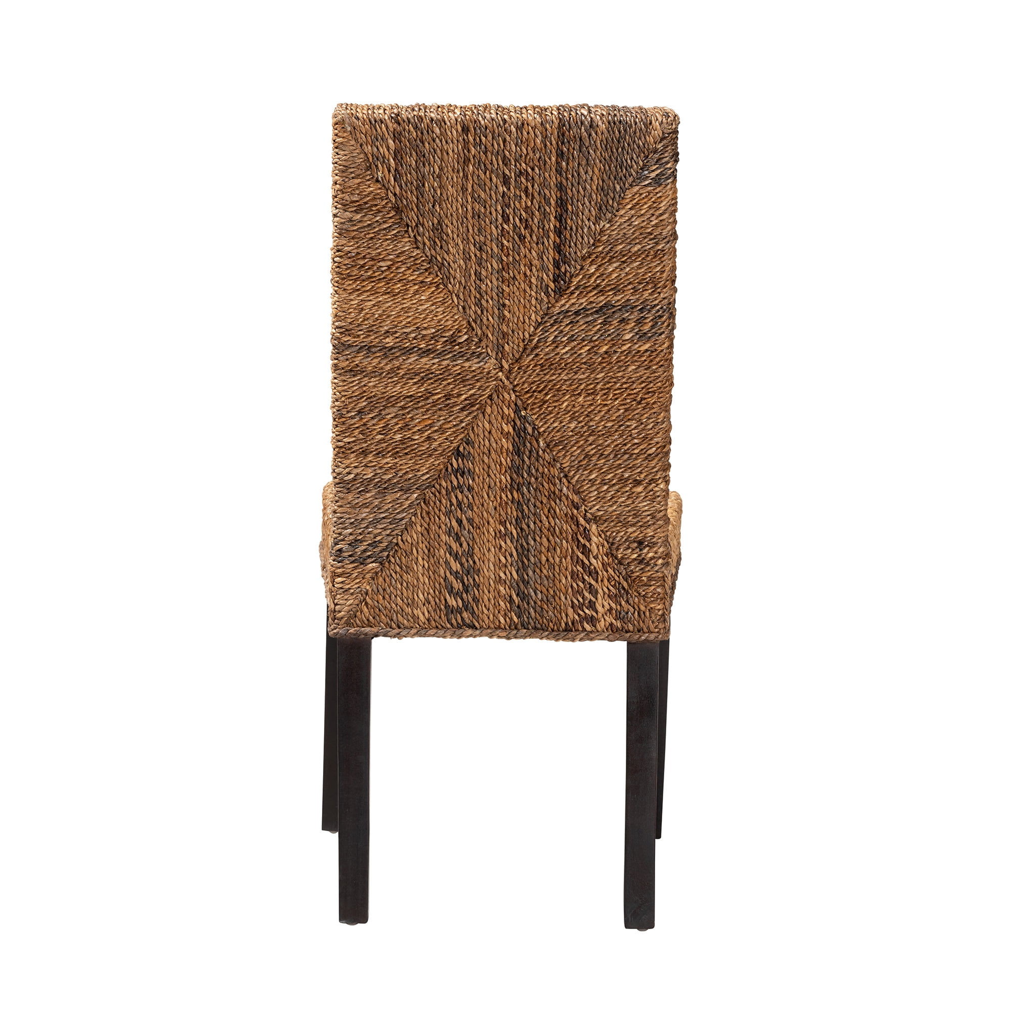 bali & pari Laymi Seagrass and Mahogany wood BOHO Dining Chair, Natural Brown