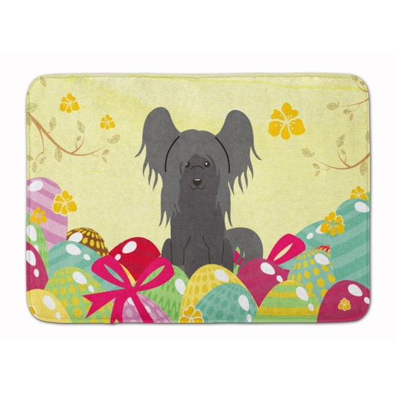 Carolines Treasures BB6112RUG Easter Eggs Chinese Crested Black Machine Washable Memory Foam Mat 19 X 27" multicolor