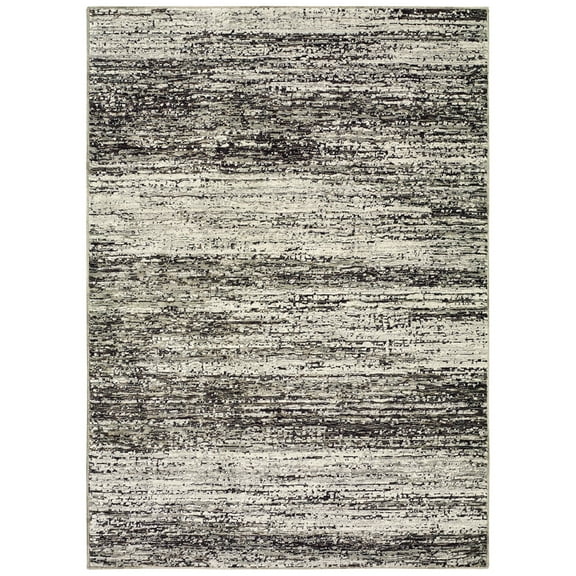 Moretti Hadron Area Rug 8037G Ash Striped Single-Color 6' 7" x 9' 6" Rectangle