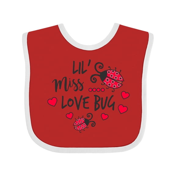 Inktastic Lil Miss Love Bug with Lady Bug and Hearts Girls Baby Bib