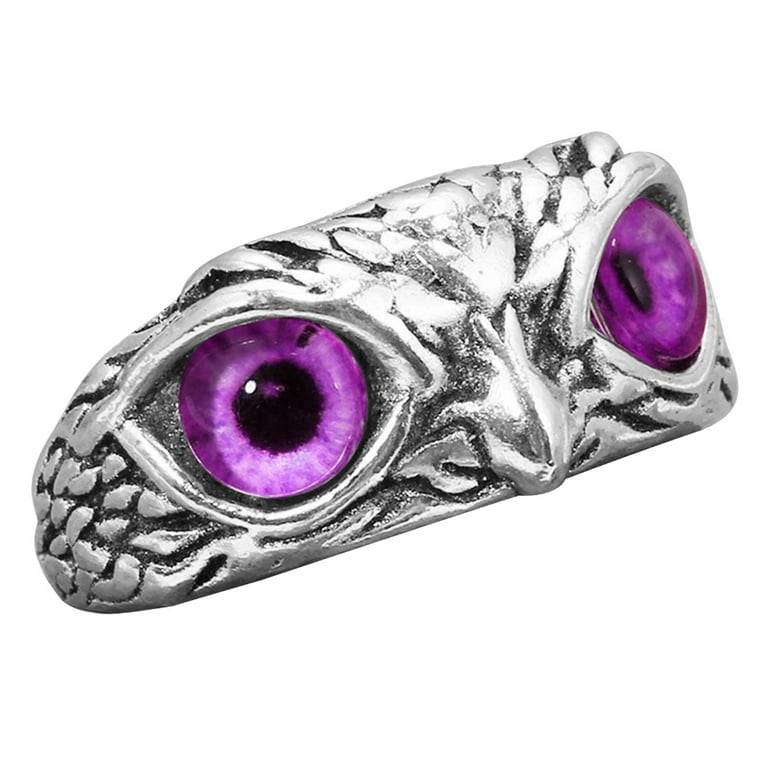 TIERPOP Cute Owl Eye Ring Resizable Ring Men Women Wedding