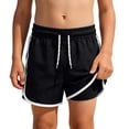 thumbnail image 2 of HOWPAY Boy Swim Trunks Quick Dry Elastic Waist Swim Shorts with Compression Liner Lightweight Breathable Stretch Casual Swimwear Black, 2 of 4