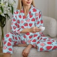 thumbnail image 6 of Hirioo Strawberries for Women's Pajama Sets 2 Piece Pjs Women's Long-Sleeved Pajama Set Button Down Sleepwear,S-XXL-X-Large, 6 of 7