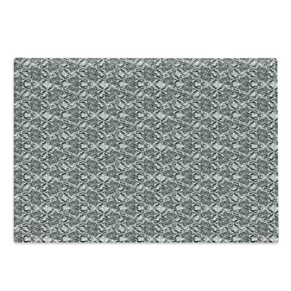 Floral Cutting Board, Monochrome Composition of Water Lilies Design Sketch Style Arrangement, Decorative Tempered Glass Cutting and Serving Board, Large Size, Black and White, by Ambesonne