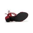 thumbnail image 5 of BLISSFUL STEP Women's Shoes Faux Suede Lace Up Block Heel Slingback Open Toe Sandals Red 9, 5 of 8