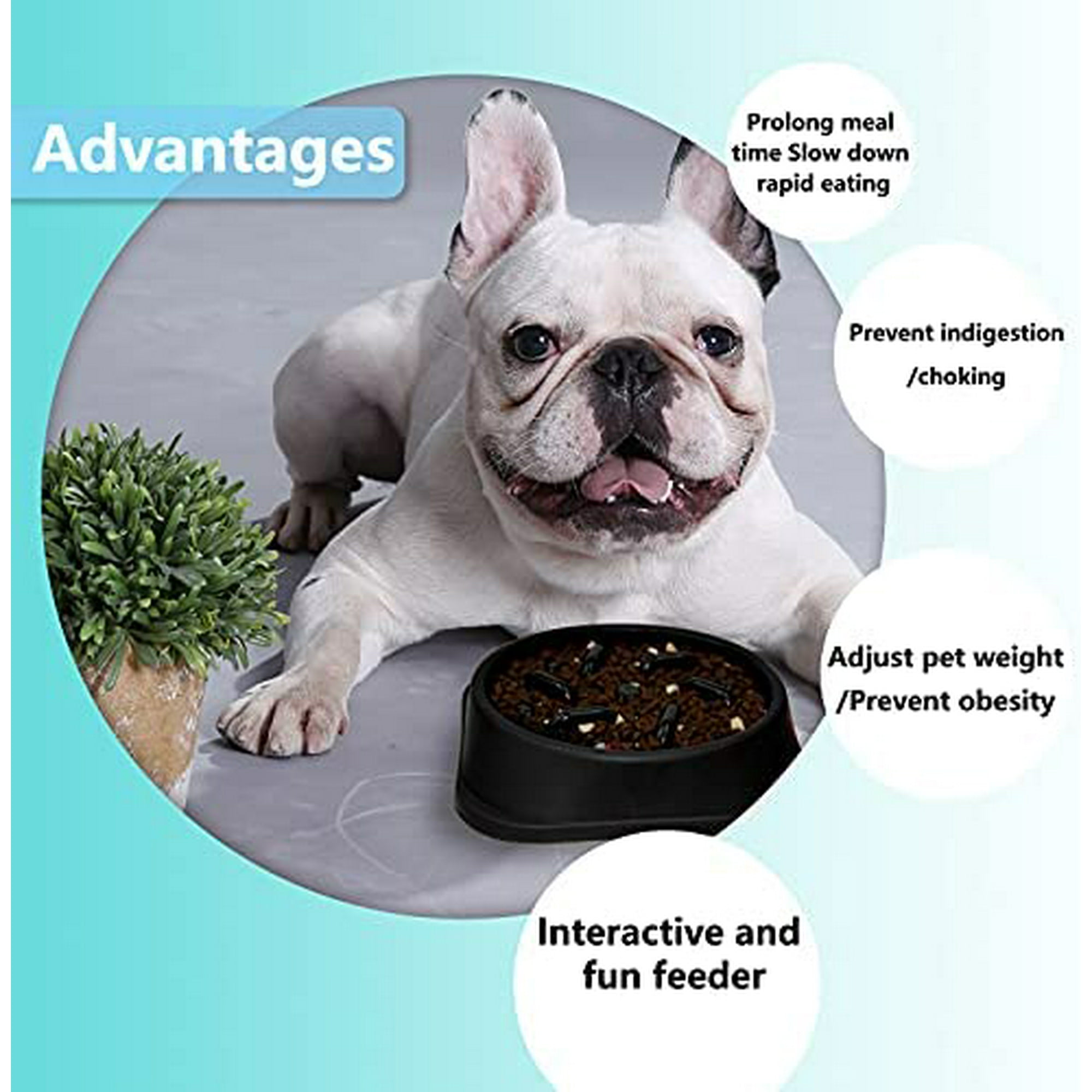 YOITEA Dog Slow Feeder Dogs Fun Slower Eating Bowl Non Slip Puzzle Bowls Pet Preventing Choking Food Feeder Anti Gulping Healthy Stop Dog Bowl for Faster Eaters Walmart