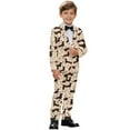 thumbnail image 2 of Xoenoiee Dachshund Paw Coffee Beans Print Boys' Slim Fit Tuxedo Suit Set for Toddler Teens, 2-Piece Blazer Jacket and Pants for Ring Bearer, Wedding Guest & Formal Outfit, 5-6 Years, 2 of 7