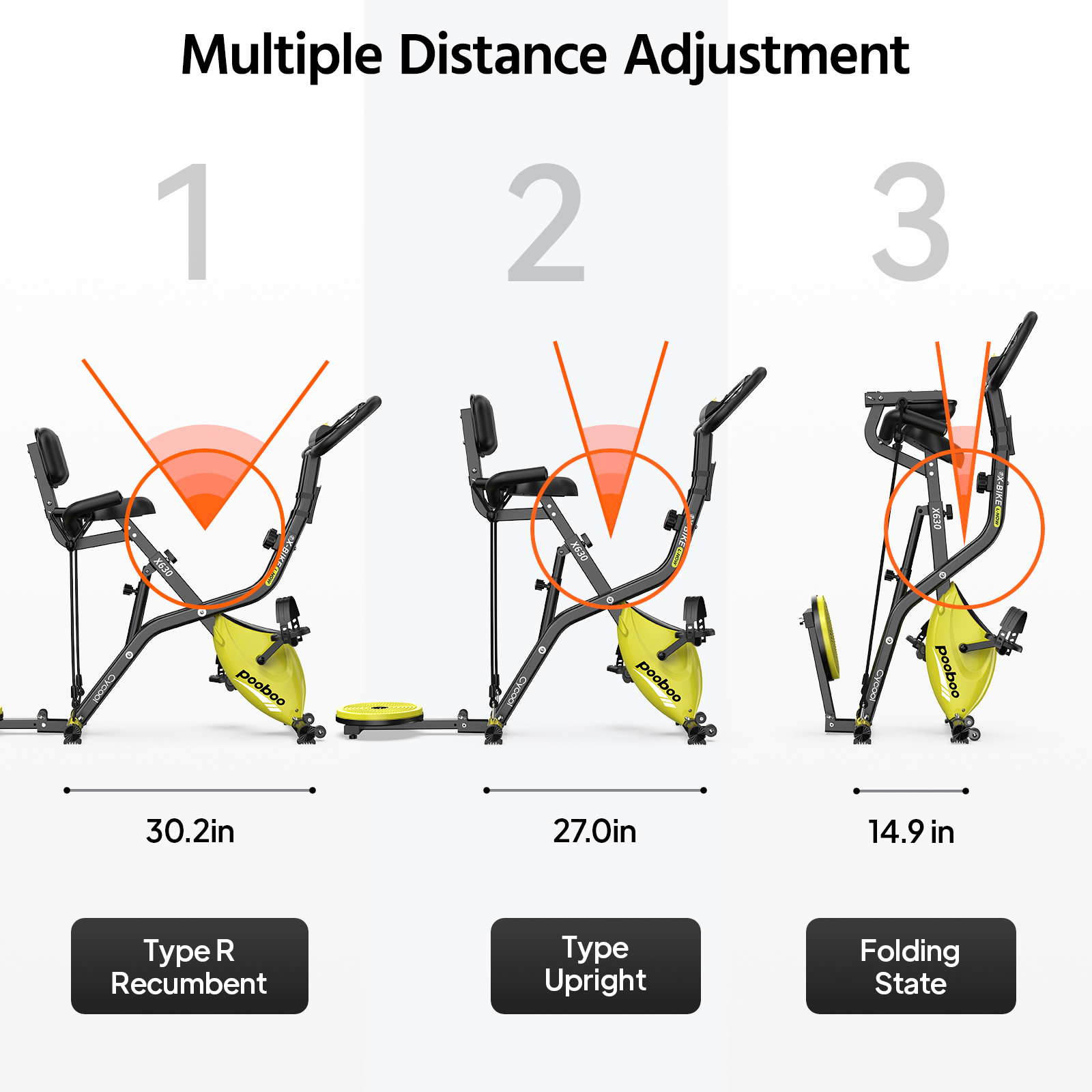 Pooboo 4-in-1 Folding Exercise Bike with Twister Board photo 8