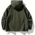 thumbnail image 4 of Brondbend Men's Coats Man Jacket Hooded Long Sleeved Zipper Pocket Outerwear Solid Color Casual Jacket Loose Fit Festival Tops Army Green, 4 of 4