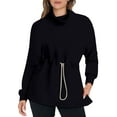 thumbnail image 4 of Siilsaa Womens Turtleneck Sweatshirts Drawstring Waist Pullover Tops Loose Fit Long Sleeve Hoodies 2024 Fall Preppy Outfits Black,XL, 4 of 5