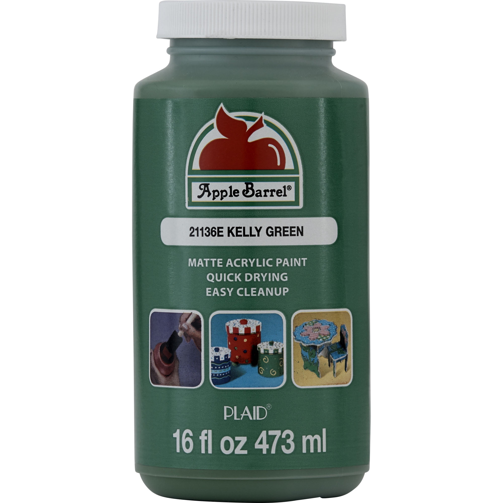 Apple Barrel 21136E Acrylic Craft Paint, Matte Finish, Kelly Green, 16