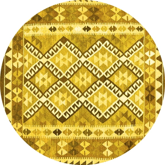Ahgly Company Indoor Round Southwestern Yellow Country Area Rugs, 3' Round