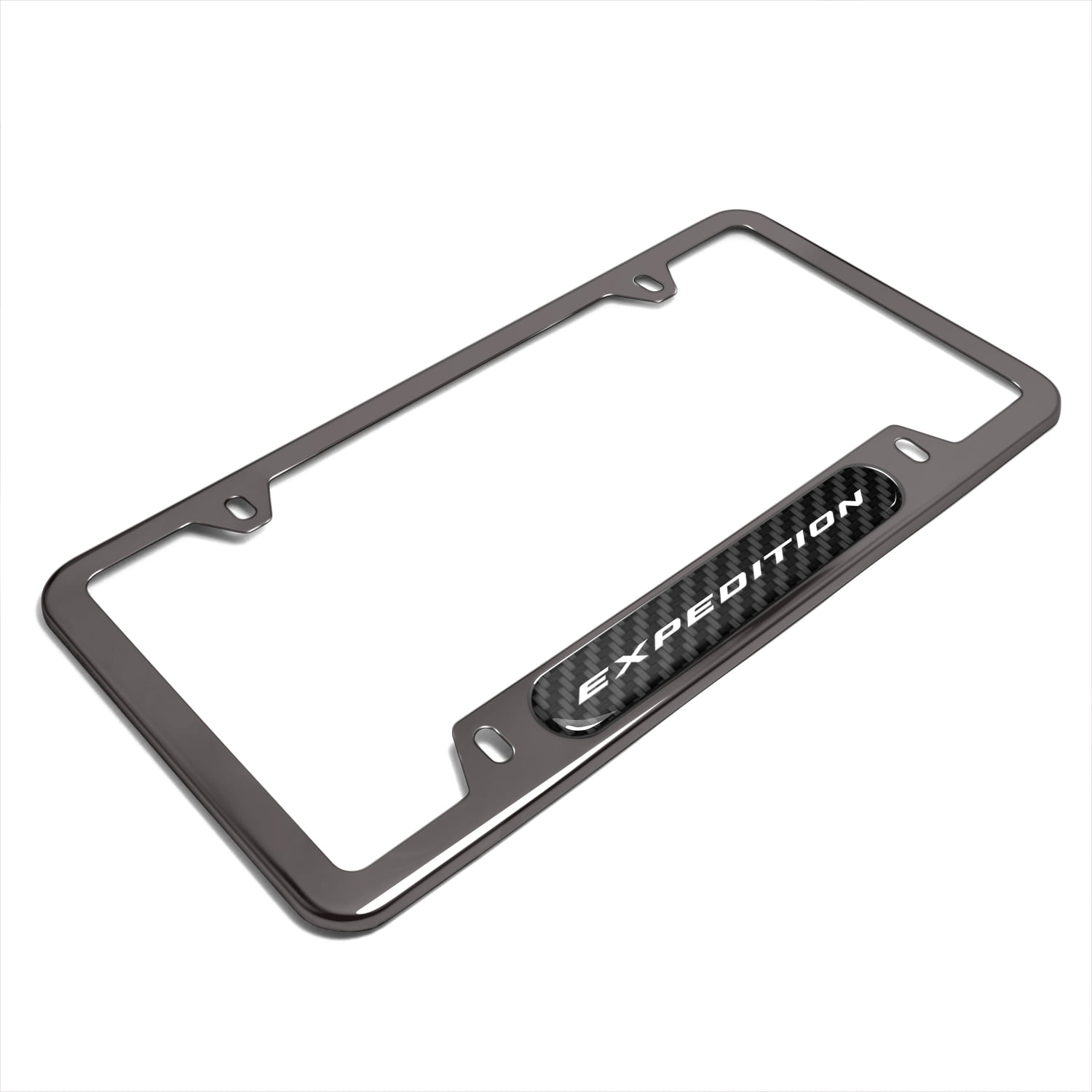 iPick Image for Ford Expedition Real Carbon Fiber Insert Gunmetal Chrome Stainless Steel License Plate Frame, Official Licensed
