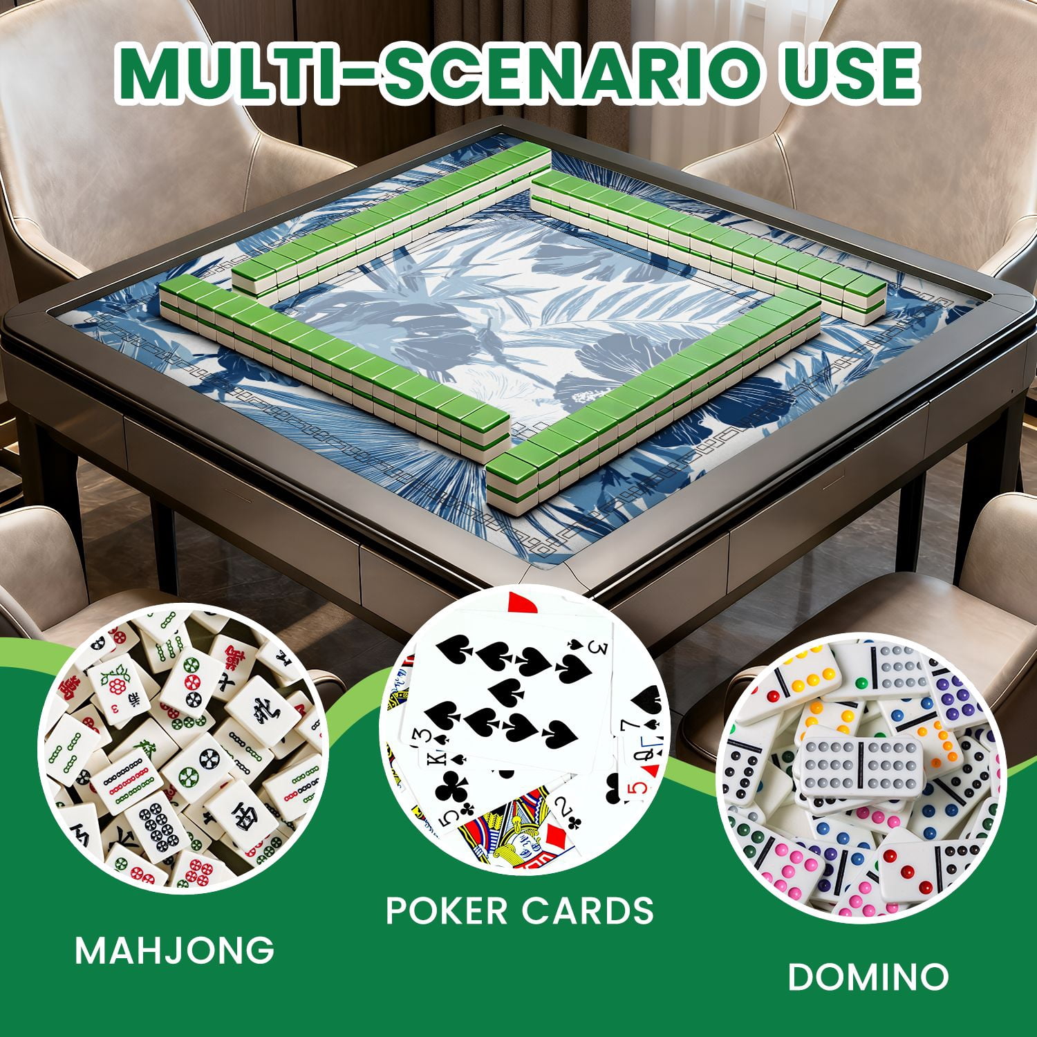 Mahjong Mat 31.5" x 31.5" Summer camouflage hawaiian seamless tropical plants Non-Slip Noise Reduction American Mahjong Tiles Table Cover for Dominoes Poker Card Board Games Gift
