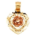 thumbnail image 2 of 14K Tri Color Solid Gold Rose Flower Charm Pendant with 1mm Box Chain Necklace - 24", 2 of 4