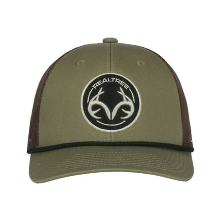 Realtree Modern Trucker Cap, Structured, Mesh Back Hunting Hat for Men, One Size, Adult, Olive Green/Brown