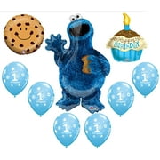 9 pc. Cookie Monster Cupcake Sesame Street Birthday Party Balloons Decorations Supplies by Anagram